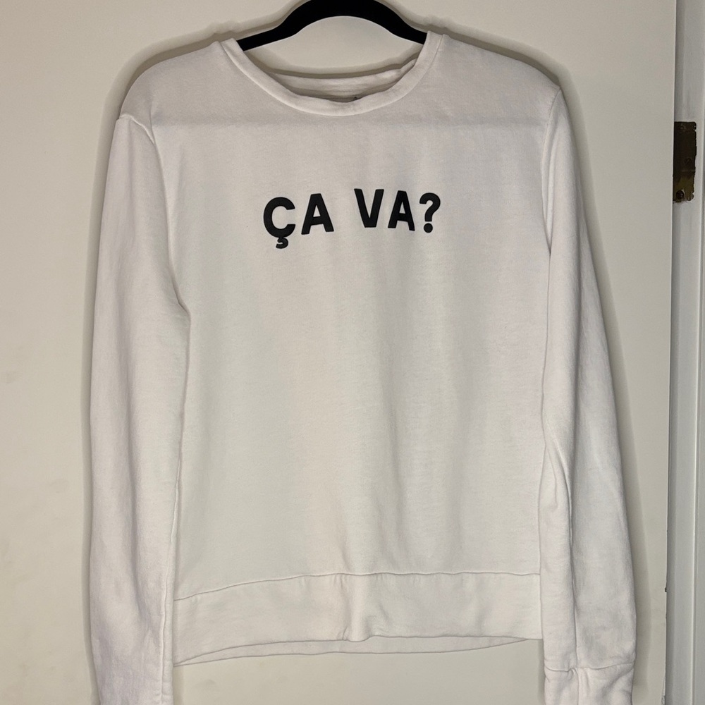 French Connection White 'Ça Va?' Crewneck